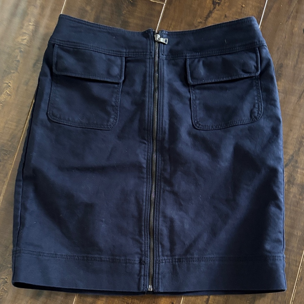 Ann Taylor Petite Blue Zippered Women's Skirt | Size 2P | Dark Blue